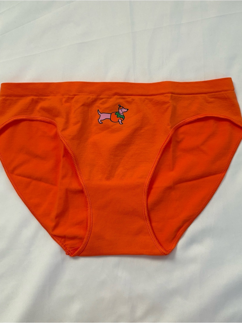 Victoria's Secret Bright Orange Kids Briefs with Pink Dog Motif